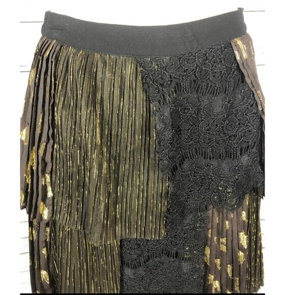 Anthropologie Soho Mini Skirt by Harlyn, pleated tiered in black size medium - Picture 6 of 12